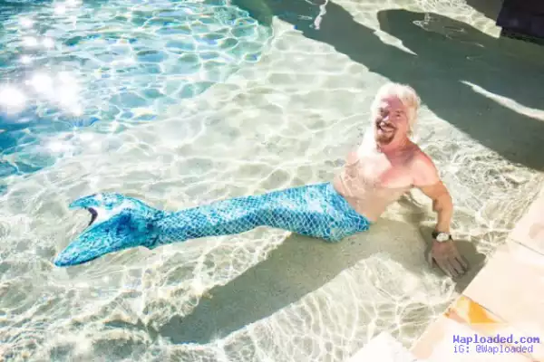 Billionaire Richard Branson dresses as a mermaid (photo)